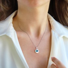 Yuvarlak Camgöz Gümüş Kolye