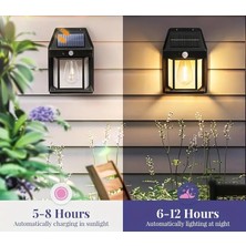 HB-700 Model Dekoratif Güneş Enerjili Bahçe LED Ampül Hareket Sensörlü Bahçe LED Su Geçirmez 3 Mod'lu Solar Duvar LED