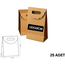 El Geçme Kraft Çanta, Hediye, Alışveriş, Butik, Parti ve Paketleme Çantası, 15X19 Cm, 25 Adet
