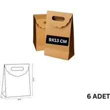 El Geçme Kraft Çanta, Hediye, Alışveriş, Butik, Parti ve Paketleme Çantası, 9X13 Cm, 6 Adet