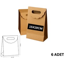 El Geçme Kraft Çanta, Hediye, Alışveriş, Butik, Parti ve Paketleme Çantası, 15X19 Cm, 6 Adet