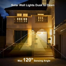 HB-700 Model 4'lü Paket Dekoratif Güneş Enerjili Bahçe LED Ampül Hareket Sensörlü Bahçe LED Su Geçirmez 3 Mod'lu Solar Duvar LED