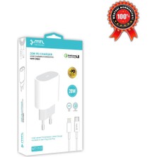 iPhone 13 Pro Uyumlu Lightning Pd Type-C Girişli 20W Şarj Seti MT-A1703