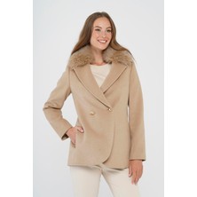 Olcay Çıkabilir Kürklü Kruvaze Kısa Kaşmir Kaban A.kamel 3824-TK