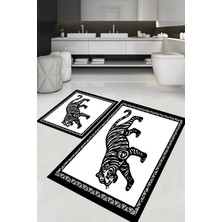 Dijital Baskı Kaymaz Taban Yıkanabilir Modern Özel Tasarım Ikili Banyo Paspası