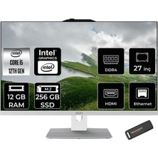 MSI Modern AM272P i5 1235U 12GB RAM 256GB SSD 27" FHD FreeDOS 12M1201TRP306 All In One Bilgisayar + Per4 USB