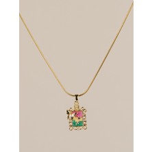 Sylverine Kelebek Figürlü Çerçeveli  Kadın Çelik Sanat Kolye