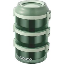 3 Katlı Paslanmaz Çelik Sızdırmaz Saklama Kabı Beslenme Kabı 2,35 Lt. Yeşil Ithal Ürün