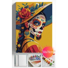 Sayılarla Boyama Seti Numaralı Tuval Fırça Boya Dahil Kasnaklı Set 50X70 cm - Dövmeli Kadın