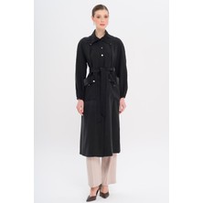 Gömlek Yaka Torba Cepli Astarsız Modal Kap Siyah 6736