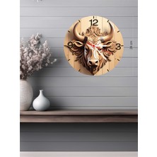 24X24 cm 3D Görünümlü Ahşap Duvar Saati V3