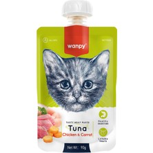 Wanpy Taze Ton Balıklı & Tavuklu Kedi Et Ezmesi 90 gr Lezzetli Ödül Maması Tüm Kediler İçin