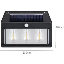 HB-500 Dekoratif Güneş Enerjili Bahçe 3 Adet LED Ampül Hareket Sensörlü Bahçe LED Su Geçirmez 3 Mod'lu Solar Duvar LED