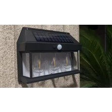 HB-500 Dekoratif Güneş Enerjili Bahçe 3 Adet LED Ampül Hareket Sensörlü Bahçe LED Su Geçirmez 3 Mod'lu Solar Duvar LED