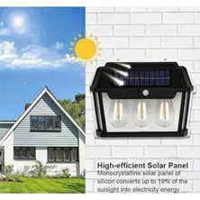 HB-500 Dekoratif Güneş Enerjili Bahçe 3 Adet LED Ampül Hareket Sensörlü Bahçe LED Su Geçirmez 3 Mod'lu Solar Duvar LED