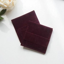 5 Adet 10X10 Bordo Süet Kemerli Takı Kesesi