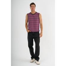 Bisiklet Yaka Çizgili Kolsuz T-Shirt