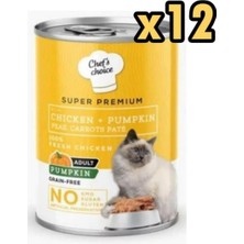 Chef's Choice Tavuklu ve Bal Kabaklı Tahılsız Ezme Yetişkin Kedi Konservesi 400GR x 12 Adet
