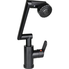 Siyah - 1080 Derece Dönebilen Çok Fonksiyonlu Musluk Batarya KTX-3307 (5047)