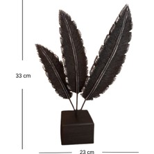Aurora Feather – Lüks 3’lü Siyah Tüy Dekoratif Obje (33X23 Cm)