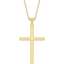 Altın Bombeli Sade Haç Kolye