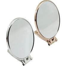 Oval   6.5 İNÇ=16.5X13CM  Makyaj Aynası  Çift Taraflı   Bronz - Gümüş Pls.çerçeve   Katlanır Ayaklı (5047)