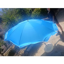 ESK 10 Telli Plaj Balkon Bahçe Şemsiyesi Eğilebilir 200 Cm Çap Kalın Kumaş (mavi)