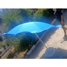 ESK 10 Telli Plaj Balkon Bahçe Şemsiyesi Eğilebilir 200 Cm Çap Kalın Kumaş (mavi)