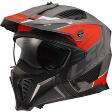 Ls2 Drıfter Devor Mat Gri-Tıtanıum-Kırmızı Kask