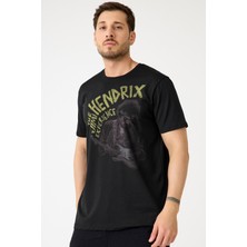 The Jimi Hendrix Experience Blues Rock Guitar Gitar Baskılı Tişört Siyah T-Shirt