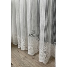 Lisabella Home Lineart Etek Desenli Modern Çizgi Detaylı Beyaz Örme Tül Perde | Yeni Sezon (1x2.5 Pile Dikişli)