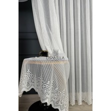 Lisabella Home Lineart Etek Desenli Modern Çizgi Detaylı Beyaz Örme Tül Perde | Yeni Sezon (1x2.5 Pile Dikişli)