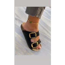Yeşil Kelebek Çelik Zincir Gold Halhal