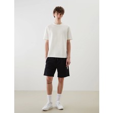 Xsıde Siyah Beli Bağlamalı Örme Erkek Şort