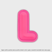 Jantifox L Harfi Koyu Pembe Boyutlu Cırtlı Yama-Patch Sticker