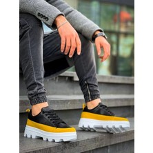 Kazax KB-056 Kuback Beyaz Sarı Detaylı Beyaz Yüksek Taban Günlük Spor Ayakkabı