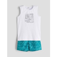 Bisiklet Yaka Erkek Çocuk Atlet ve Deniz Şortu  (S5)