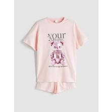 Bisiklet Yaka Kız Çocuk Şortlu Pijama Takımı  (S5)
