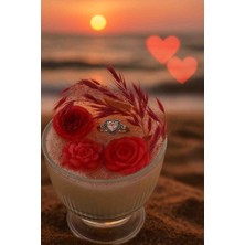 Romantik  Kalp Taşlı  Yüzük Lü  Cam Mum  El Yapımı Dekoratif  Mum Gul Figürlü