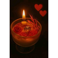 Romantik  Kalp Taşlı  Yüzük Lü  Cam Mum  El Yapımı Dekoratif  Mum Gul Figürlü