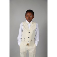 03 - 14 Yaş Erkek Çocuk Bej Yelekli Takım