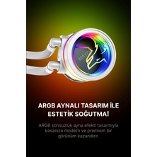 Gametech Hydra AHD360W Argb Aynalı Fan 360MM Sonsuzluk Aynalı Beyaz Sıvı Soğutma