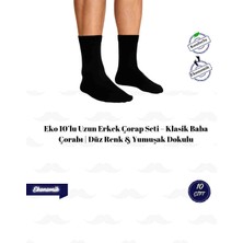 Eko 10’lu Uzun Erkek Çorap Seti – Klasik Baba Çorabı | Düz Renk & Yumuşak Dokulu