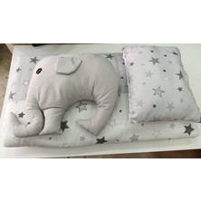 Coronel Yatak Oyun Parkı Bebek Uyku Seti 4 Parça Gri