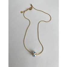 Kare Nazarlı Model Gold Çelik Kolye