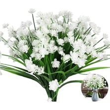 6lı Set Yapay Çiçek Sazlı Lotus Beyaz Renk 7 Dal Plastik  30CM
