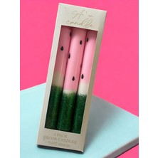 Ae'on Watermelon Temalı Simli Şık 3'lü Şamdan Mum Seti