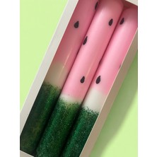 Ae'on Watermelon Temalı Simli Şık 3'lü Şamdan Mum Seti