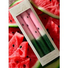 Ae'on Watermelon Temalı Simli Şık 3'lü Şamdan Mum Seti