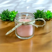 Dekoratif Pembe Soya Mumu El Yapımı Mum , Cam Kavanoz Özel Günlerinize,nikah,nişan,doğum Günü ve Tüm Özel Günlerinize Hediyelik
